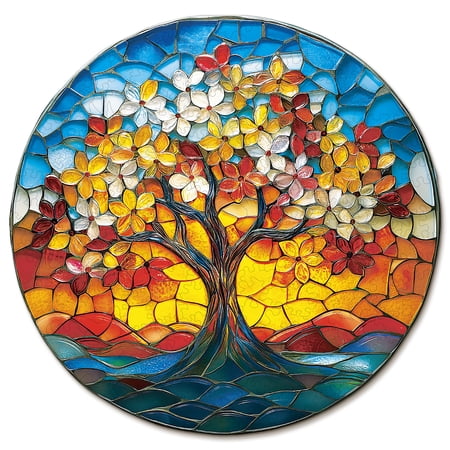 KAAYEE 3D Vision Effects Colorful Glass Tree Wooden Jigsaw Puzzles for Adults,97PCS Unique Shape Wood Puzzles for Home Decor,Birthday Christmas Gifts for Family Friend,7.7x7.5 in