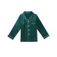 thumbnail image 5 of Aislor Kids Girls Boys Sleepwear Suit Silk Lapel Long Sleeve Pocket Button Top with Pants, 5 of 7
