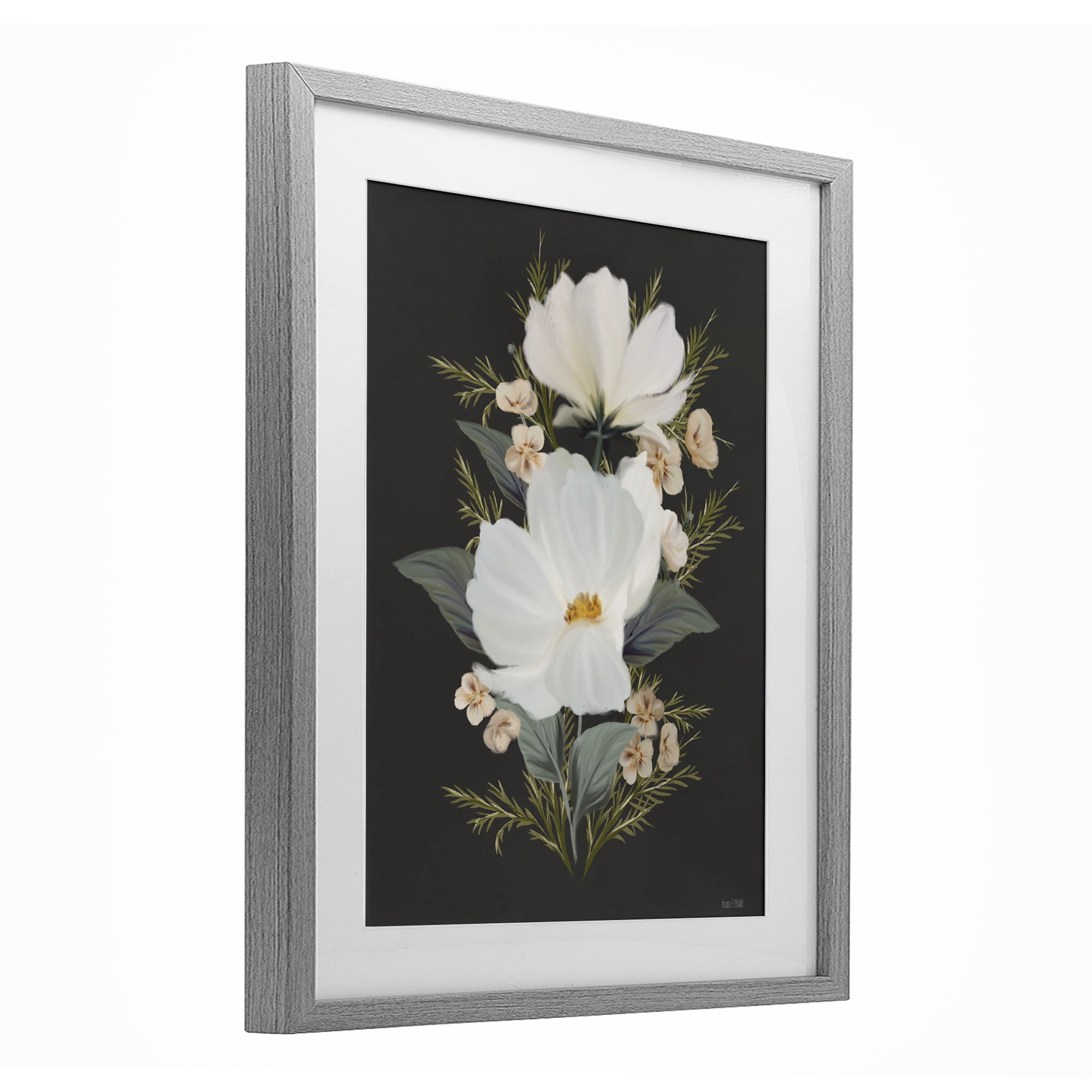 Stupell Industries Lace Cosmos Flowers Gray Framed Print Under Glass, design by House Fenway