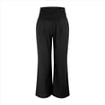 thumbnail image 2 of Pantalones Anchos de Cintura Alta para Mujer, Pantalones Casuales de Playa Fluidos de Verano con Bolsillos. Negro XXL, 2 of 10