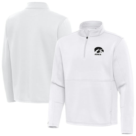 Men's Antigua White Iowa Hawkeyes Twist Quarter-Zip Jacket