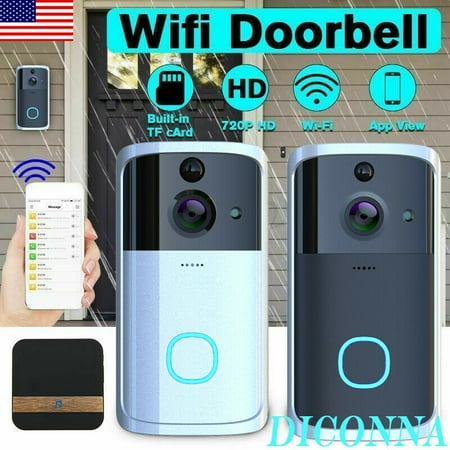 WiFi Visual Ring Smart Doorbell Smart Home Wireless Camera Video Door Bell Phone Intercom Homekit Security Automation Module-Black