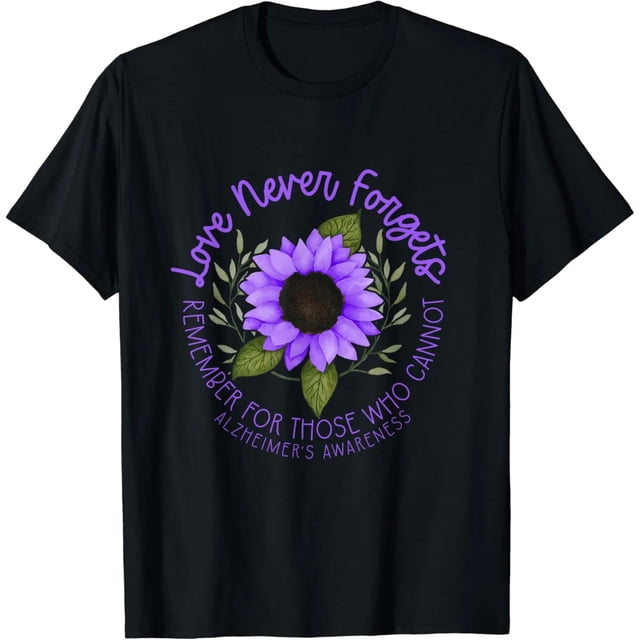 Camiseta Unisex para Concientización sobre el Alzheimer con Girasol Morado