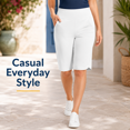 thumbnail image 5 of Women’s High Waisted Bermuda Shorts with Pockets, Stretch Casual Long Shorts, Soft Comfortable Athletic Workout Shorts for Yoga, Running, Lounge and Everyday Wear, 5 of 9