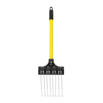 THE GROUNDSKEEPER II Mini Rake 18-inch Lightweight Fiberglass Handle, 6-inch Head, Durable Steel Tines for Gardening, De-thatching or Professional Landscaping