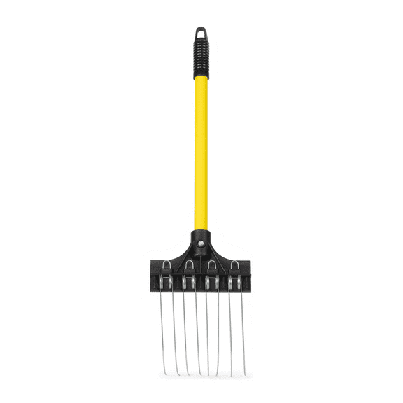 THE GROUNDSKEEPER II Mini Rake 18-inch Lightweight Fiberglass Handle, 6-inch Head, Durable Steel Tines for Gardening, De-thatching or Professional Landscaping