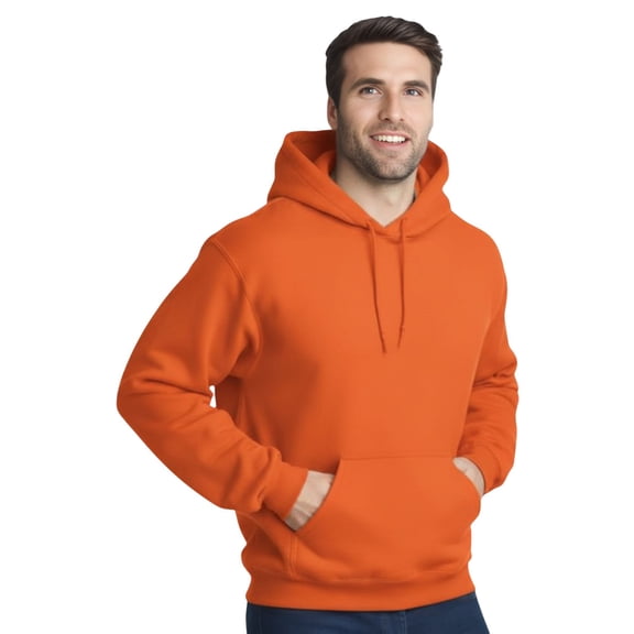 Crown Craze® Men’s High Visibility Safety Hooded Sweatshirt, Hi Vis Reflective Hoodie (Safety Orange, L)
