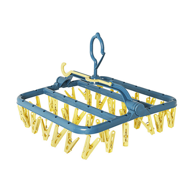 Foldable Clip Hangers with 32 Drying Clips, Underwear Hanger with Clips