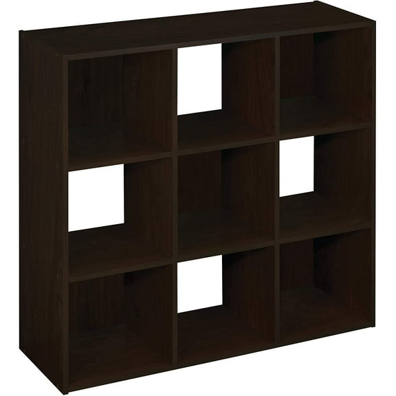 TYUIOP Laminated Wood Reversible Stackable Open Bookcase Display Shelf Storage Organizer for Home and Office Organization 9-Cube Espresso