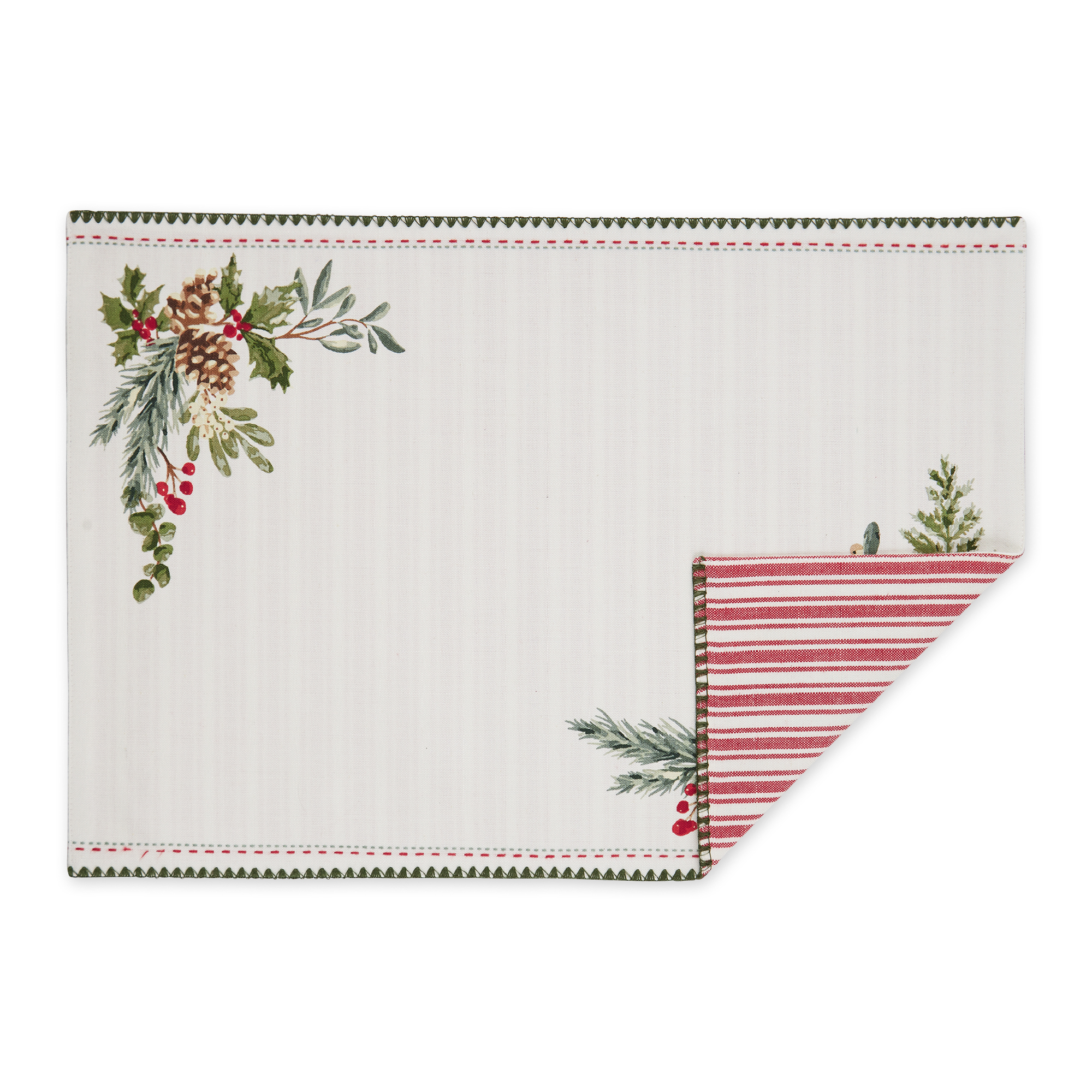 Heritage Holiday Sprigs Reversible Embellished Placemat (Set Of 4)