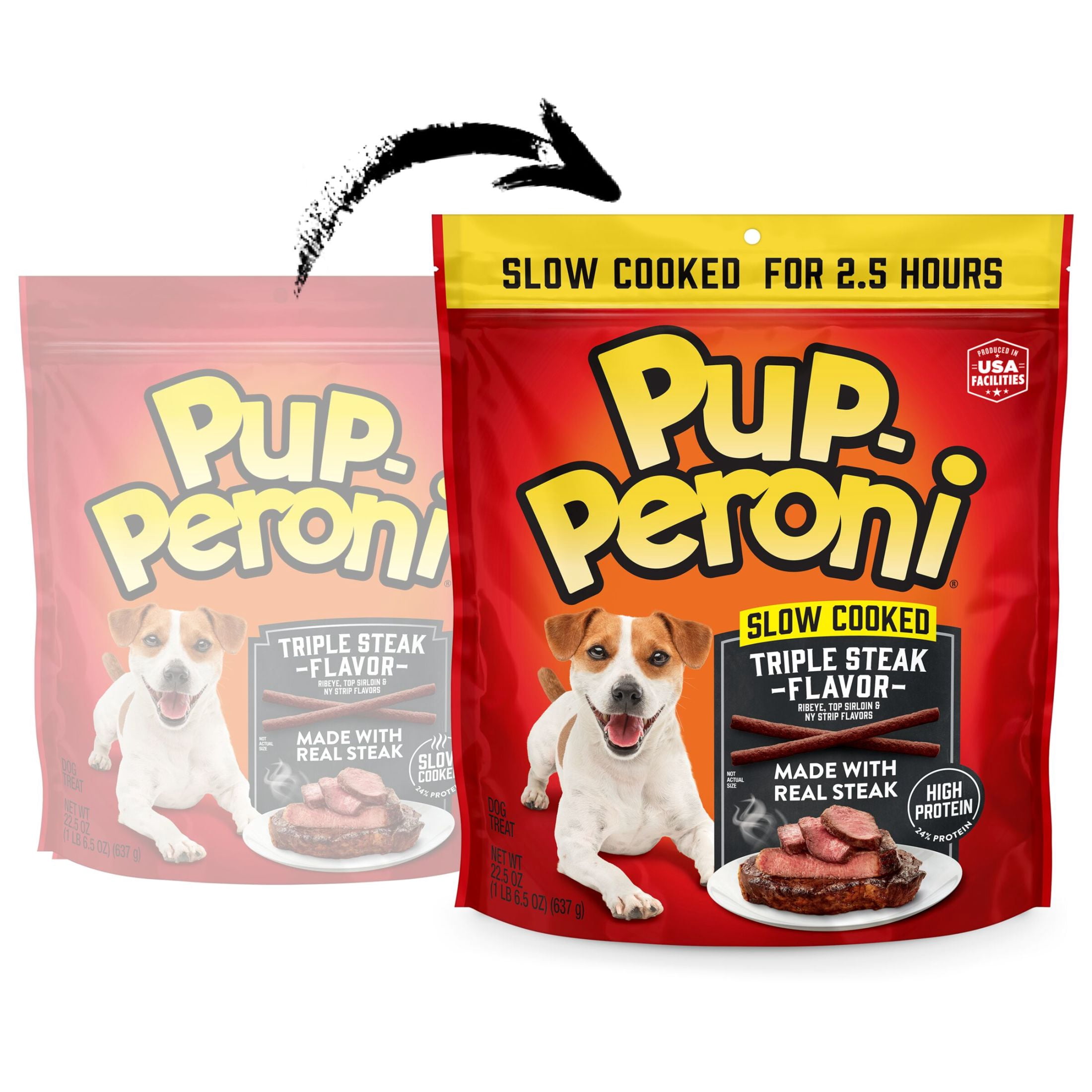 (2 pack) Pup Peroni Triple Steak Flavor Dog Treats, 22.5 Ounce Bag