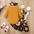 thumbnail image 4 of Youmylove Two Piece Girls Outfits Toddler Kids Girls Thanksgiving Turkey Long Sleeve Romper Skirt Hairband 3Pcs Set Cloths, 4 of 9