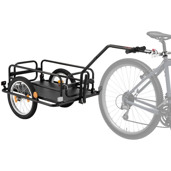 VEVOR Bike Cargo Trailer 88 lbs Load 2-in-1 Pushcart Folding Bicycle Wagon, Heavy-Duty Cart with 16-Inch Wheels, Reflectors, Carbon Steel Frame, Foldable Compact Storage, Fits 22-28 in Bike Wheels
