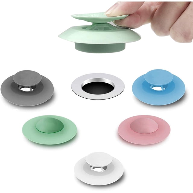 Paquete de 5 tapones de drenaje para ducha, tapón de silicona para fregadero de bañera, coladores de drenaje para bañera, cubierta protectora para suelo, lavandería, cocina y baño