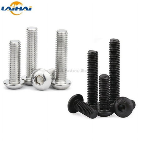 

5/10/50 M1.6 M2 M2.5 M3 M4 M5 M6 M8 304 Stainless Steel Black grade 10.9 ISO7380 Hexagon Hex Socket Head Button Allen Bolt Screw