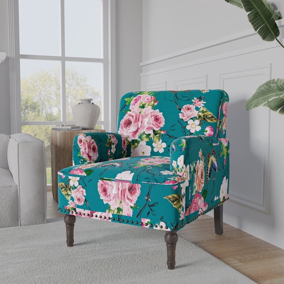 Lumibee Vintage 29" W Patterned Striped Accent Chairs 1-Piece - Floral
