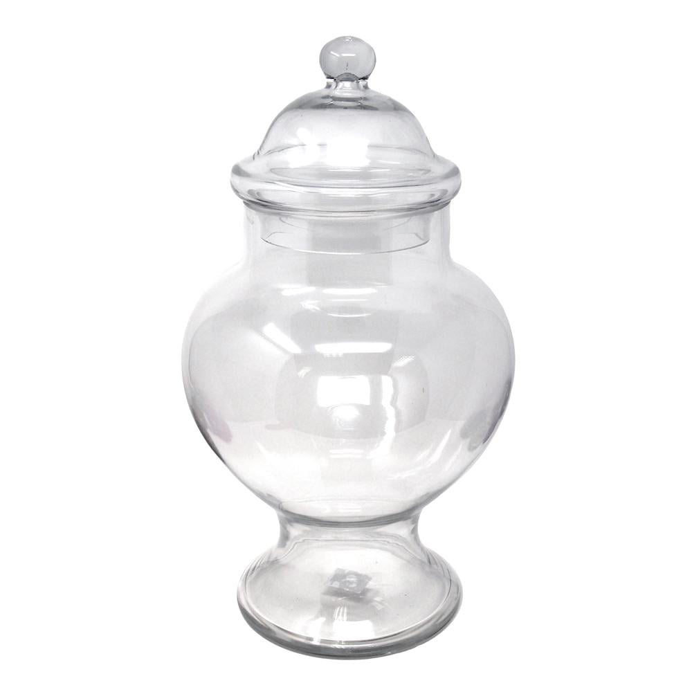 8-1/2-Inch Small Rounded Glass Apothecary Candy Jar 