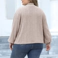 thumbnail image 4 of dGslk Plus Size Womens Long Sleeve Knitted Pullover Sweater Loose Fit Crewneck Ribbed Casual Top for Autumn Winter Fashion Beige L, 4 of 4