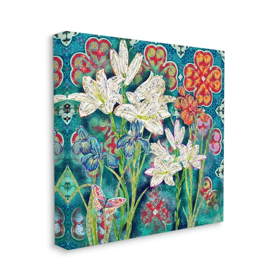 Stupell Industries Vibrant Lilies Abstract Butterfly Geometric Pattern Canvas Wall Art by Sangita Bachelet