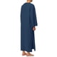 thumbnail image 3 of INSPIRAR CHIC Pijamas para Hombre Ropa de Dormir de Algodón Túnica Larga con Cuello en V y Abertura Lateral con Bolsillo 2XL Azul Marino, 3 of 5