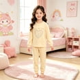 thumbnail image 2 of ZXLBBD Girls' Summer Graphic Soft Pajamas Pullover and Pants Casual 2 Piece Outfit for Toddler Kids Loose Fit Sleepwear Clothes Sets,Yellow,Size 11 Y-12 Y, 2 of 4