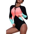 thumbnail image 3 of Womens Long Boardshort Swim Bottom and Zip Front Long Sleeve Rash Guard Surfing Swimsui Bundle, 3 of 8