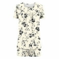 thumbnail image 5 of WCMZJ Women Short Sleeve Pajama Set 2 Piece Lounge Summer Floral Sleepwear Set Ruffle Henley Neck with Pockets Ladies Pjs Set, 5 of 5