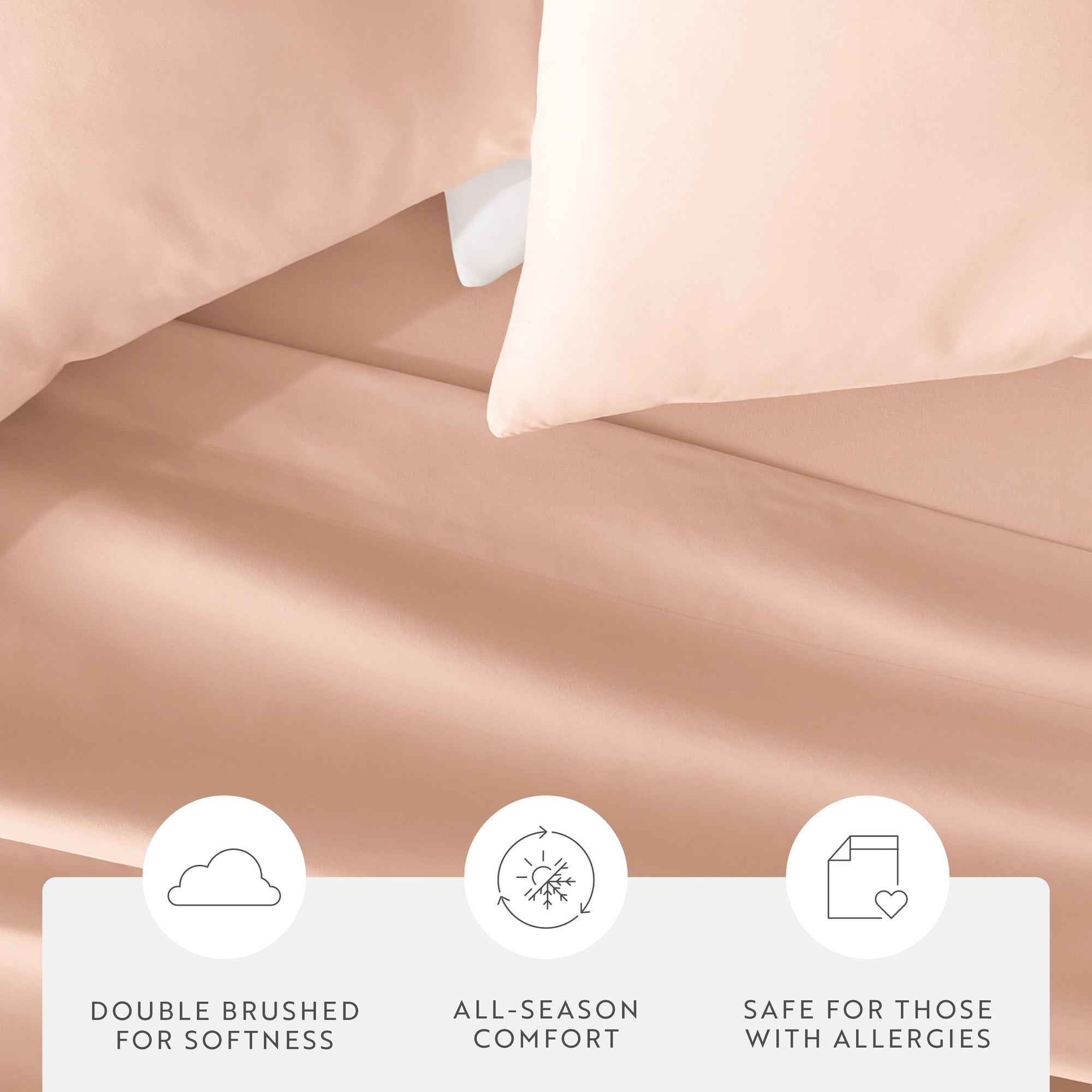 Noble Linens 2 Piece Pillow Case Set, Blush, Standard/Queen