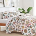 thumbnail image 2 of SLEEP ZONE Reversible Quilt Set King, 106x96 inch with 2 Pillow Shams, Lightweight Soft Bedspread Coverlet for All Season, Floral, 2 of 7