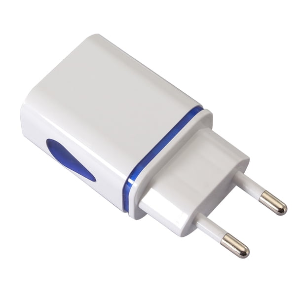 Adaptador USB de pared con 2 puertos, emisor de luz, con forma de gota, cargador de agua y enchufe.