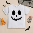 thumbnail image 2 of Tisuna Halloween Shirts For Little Boys Girls Cartoon Print Short Sleeve Crew Neck Tops Lightweight Soft Kids Daily Wear White Size 12-13 Years, 2 of 4