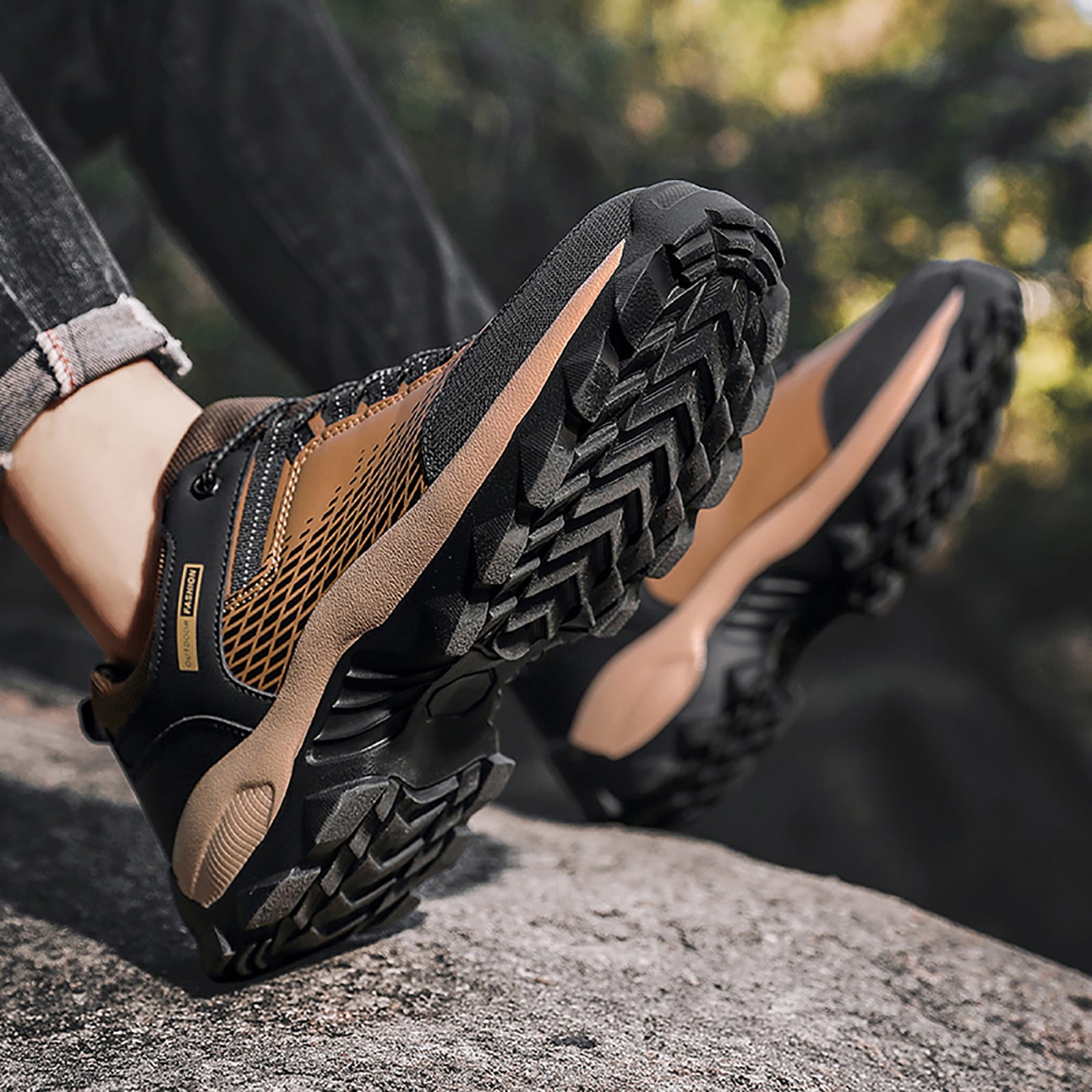 XIAQUJ Non Work Shoes for Men Walking Shoe Sneakers Comfortable Leather Casual Tennis Shoes Hiking Shoes Sneakers for Men Brown 9.5(43)