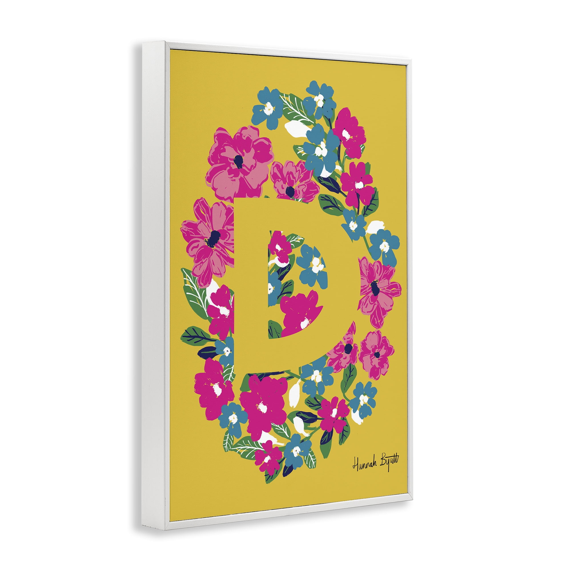Stupell Industries Floral Bloom Letter D Botanical & Floral Painting White Framed Art Print Wall Art, 20 x 30