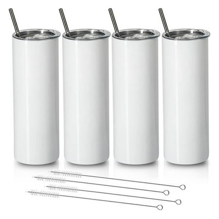 

ASWMXR Promotion! Sublimation Tumblers 20 Oz Skinny Straight Stainless Steel Sublimation Blanks Skinny Tumbler With Lid And Straw 4 Pac