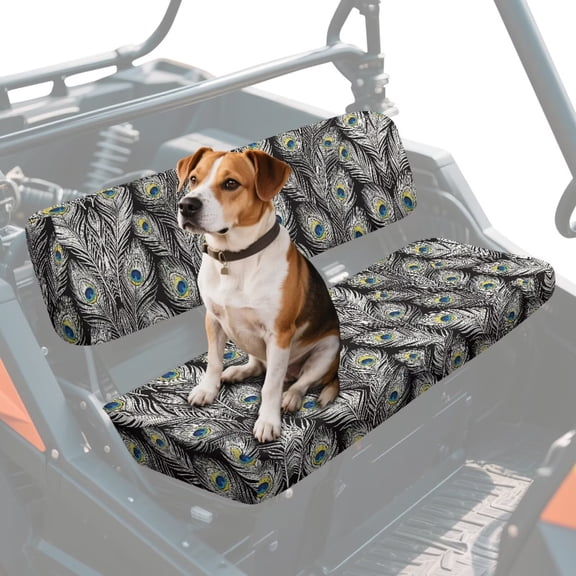FKELYI Peacock Feather Print UTV Seat Covers Compatible with Polaris Ranger XP 1000 2017-2023 Dustproof ATV Bench Cover Backrest Protector UTV Interior Decor