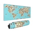 thumbnail image 2 of Disketp Gaming Mouse Pad World Travel Line Icons Map Pattern Large Mouse Mat Long Extended Desk Pad Non-Slip Rubber Mice Pads Stitched Edges Thin Pad (11.8x31.5 Inch), 2 of 9