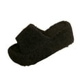 thumbnail image 2 of AUNVITO Women's Thickened Fleece Warm Slip-On Slippers with Wedge Heel, Non-Slip Sole & Versatile Colors (Black/Yellow/Gray), 2 of 9
