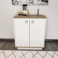 thumbnail image 2 of Nuanse Storage Cabinet with Doors, White Accent Cabinet, Modern Free Standing Cabinet, Sideboard with Metal Base for Bedroom, Living Room, Kitchen and Office White Walnut Finish, 2 of 7