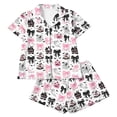 thumbnail image 4 of CUZIBR Girls Halloween Pajamas Sets Ghost Bat Witch Hat Pumpkin Print Lapel Button Short Sleeve Top Elastic Waist Shorts 2 Pieces Sleepwear Loungewear For Kids,White-F,11-12 Years, 4 of 4