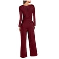 thumbnail image 4 of Azrian Womens Fall and Winter Loungewear Suit Sports Set Women's Casual Solid Color Round Neck Pocket Long Sleeve Jumpsuits, 4 of 8