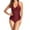 Wine, variant on Sngxgn Women's Twist Back Cut Out Ring Plunge Neck Swimsuit Bathing Suit(Black,XXL)