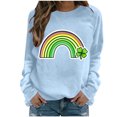 thumbnail image 1 of Mceream Chandail en Molleton Femme St Patricks Day Mode Décontractée Trèfle Irlandais Imprimé Graphique Mignon Manches Longues Chandail Grande Taille Tenue de Vacances & Cadeau Bleu Clair m, 1 of 7