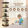 thumbnail image 6 of Lisonu 5-Tier Rotating Bookshelf, 63" Tall 360° Spinning Bookcase Tower, Modern Round Display Shelf with Modular Design for Living Room & Office, Gold & White, 6 of 12