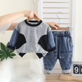 thumbnail image 2 of GiLiling Baby Boy Casual Outfit Set - Long Sleeve Pullover Sweater and Jogger Denim Pants, 2 Piece Clothes (Black, 5-6 Years), 2 of 8