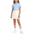 thumbnail image 6 of Girls Back To School 3 Pieces Outfit Set Solid Color Short Sleeve Shirt and Pleated Skirt and Striped Socks Kids Performance Casual Clothing Set Teen Kids Clothing 3-16 Years, 6 of 9