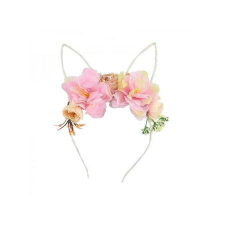Funcee Cute Child Girls Fake Flower Cat Ear Headband Costume Party Cosplay