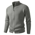 thumbnail image 4 of DHFJKG Men's Zip Up Knitted Jacket Cardigan Sweater Slim Fit Two-Way Zipper Stand Collar Long Sleeve Solid Color Sweater Coat Autumn Winter Cozy Outerwear, 4 of 4