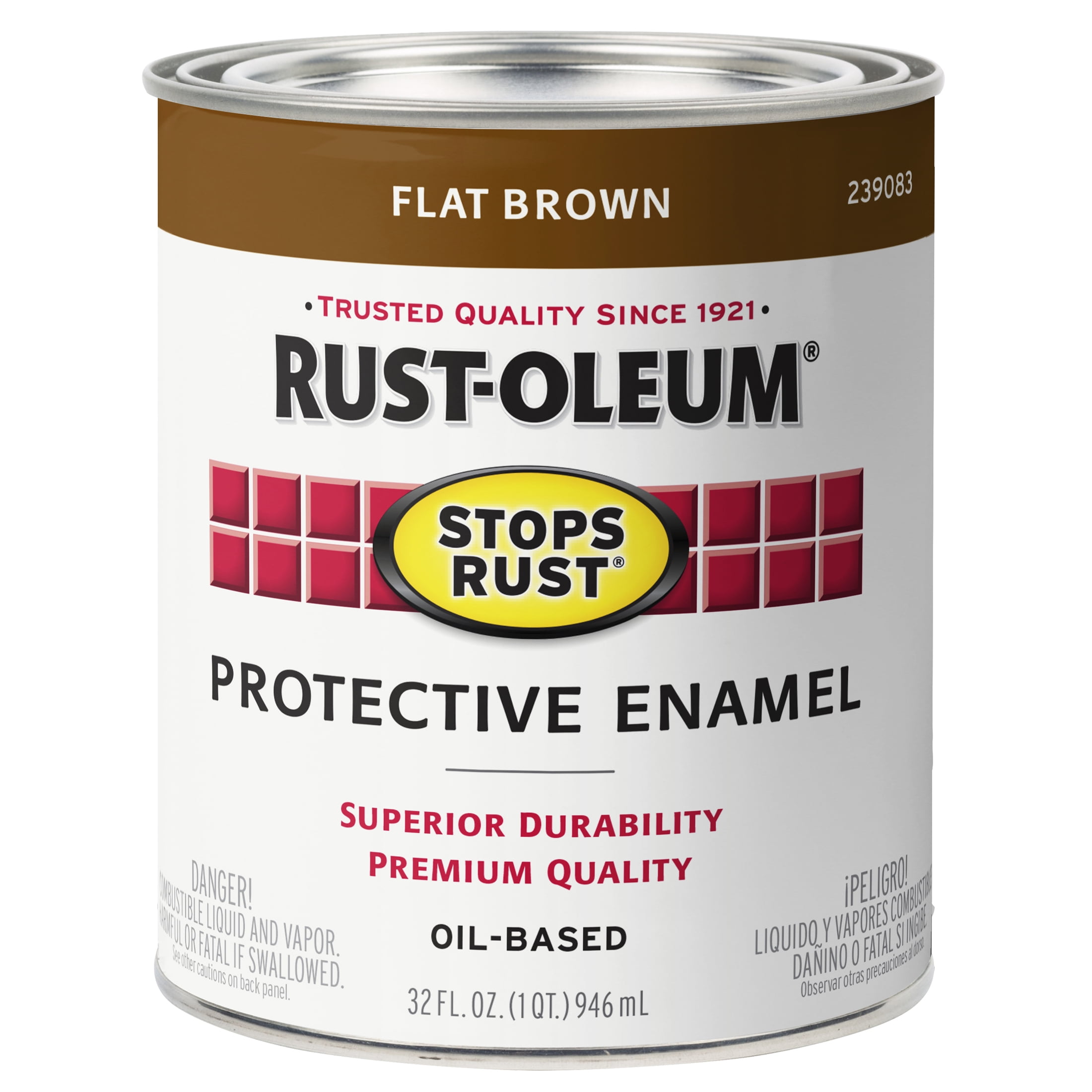 2 Pack, Brown, Rust-Oleum Stops Rust Flat Protective Enamel- 239083, Quart