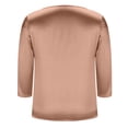 thumbnail image 4 of Womens Silk Satin Tops 3/4 Length Sleeve Shirts Round Neck Loose Casual Blouses Business Work Dressy Tshirts Outfits Khaki 2XL, 4 of 6
