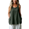 thumbnail image 3 of Womens Loose Fit Casual Tank Tops Square Neck Trendy Sleeveless Tops Clothes Summer Outfits 2026 with Pocket by Yigetop Blackish Green L, 3 of 8